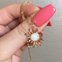 European And American  Popular Ornament Sunflower Opal Choker Necklace Women's Clavicle Chain Creative Style main image 1