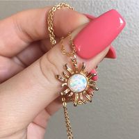 European And American  Popular Ornament Sunflower Opal Choker Necklace Women's Clavicle Chain Creative Style main image 2