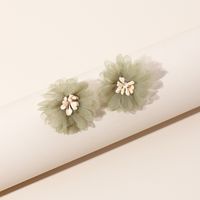 Korea Three-dimensional Mesh Chiffon Flower Retro Port Style Purple Earrings Wholesale main image 5