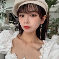 Fresh Long And Simple Wheat Pearl Tassel Jewelry Set Female Earrings Necklace Bracelet Combination main image 2