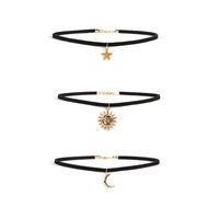 Modische Neue Sun Moon Star Mehrschichtige Choker Collar Minimalist Halskette Set Für Frauen main image 1