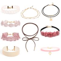 Europe Et En Amérique Croix Frontière Nouveaux Accessoires Dentelle Collier Ras Du Cou Combinaison Ensemble Rose Fleur Diy Collier main image 1