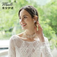Fashion Bridal Jewelry Alloy Beaded Flower Hairband Earring Set main image 1