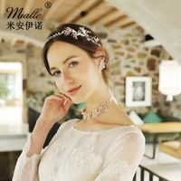 Fashion Bridal Jewelry Alloy Beaded Flower Hairband Earring Set main image 3