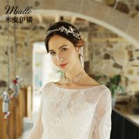 Fashion Bridal Jewelry Alloy Beaded Flower Hairband Earring Set main image 4