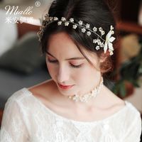 New Exaggerated Bridal Beautiful Handmade Beaded Floral Wedding Headband main image 3