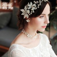 New Exaggerated Bridal Beautiful Handmade Beaded Floral Wedding Headband main image 4