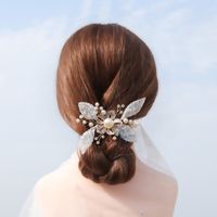 Elegant Hollow Flower Fabric Beautiful Lace Inserted Comb main image 3