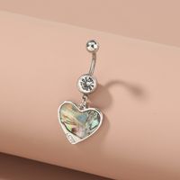 Natural Abalone Shell Heart-shaped Stainless Steel Color Belly Button Nail Piercing Belly Wholesale main image 3