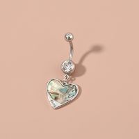 Natural Abalone Shell Heart-shaped Stainless Steel Color Belly Button Nail Piercing Belly Wholesale main image 4