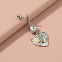 Natural Abalone Shell Heart-shaped Stainless Steel Color Belly Button Nail Piercing Belly Wholesale main image 5