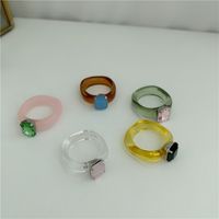 Fashion Candy Color Gem Ring Transparent Jelly Texture Ring main image 2
