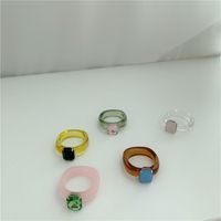 Fashion Candy Color Gem Ring Transparent Jelly Texture Ring main image 3