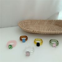 Mode Bonbon Farbe Edelstein Ring Transparent Gelee Textur Ring main image 4