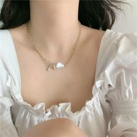 Baroque Shaped Pearl Long Copper Chain Retro Clavicle Chain Simple Palace Style Necklace For Women main image 6