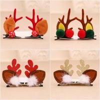 Christmas Small Gifts For Children Gift Gold Powder Antlers Mink Hair Clip Hairpin Set Headdress Christmas Head Buckle main image 1