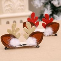 Christmas Small Gifts For Children Gift Gold Powder Antlers Mink Hair Clip Hairpin Set Headdress Christmas Head Buckle main image 5