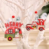 New Christmas Painted Wooden Small Pendant Christmas Decorations Christmas Tree Colorful Elderly Car Pattern Pendant main image 1