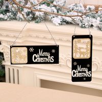 New Black Gold Christmas Wooden Three-dimensional Door Hanging Welcome Hollow Card  Wholesale main image 3