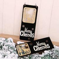 New Black Gold Christmas Wooden Three-dimensional Door Hanging Welcome Hollow Card  Wholesale main image 5