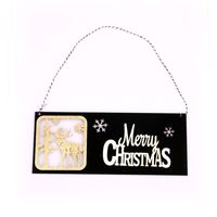 New Black Gold Christmas Wooden Three-dimensional Door Hanging Welcome Hollow Card  Wholesale main image 6