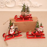 2020 New Wooden Color Assembled Sled Decoration Deer Carriage Gift For Pine Cone Yili Christmas Decorations main image 1