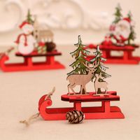 2020 New Wooden Color Assembled Sled Decoration Deer Carriage Gift For Pine Cone Yili Christmas Decorations main image 6