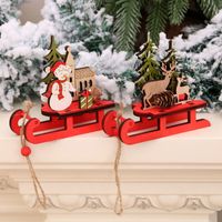 2020 New Wooden Color Assembled Sled Decoration Deer Carriage Gift For Pine Cone Yili Christmas Decorations main image 5