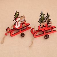 2020 New Wooden Color Assembled Sled Decoration Deer Carriage Gift For Pine Cone Yili Christmas Decorations main image 4