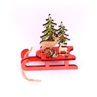 2020 New Wooden Color Assembled Sled Decoration Deer Carriage Gift For Pine Cone Yili Christmas Decorations main image 3