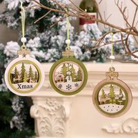 Fournitures De Décoration De Pendentif Arbre De Noël En Trois Dimensions En Bois Creux main image 1