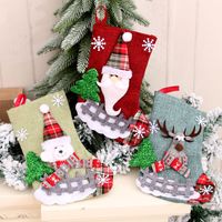 New Linen Medium Christmas Socks Santa Claus Christmas Ornaments Socks main image 4