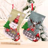 New Linen Medium Christmas Socks Santa Claus Christmas Ornaments Socks main image 5