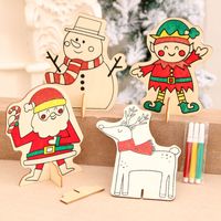 Christmas Wooden Decoration Drawing Kindergarten Diy Handmade Drawing Educational Children's Toys Small Gifts Present main image 1