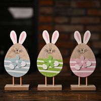 Easter Wooden Egg-shaped Bunny Ornaments main image 3