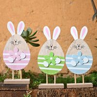 Easter Wooden Egg-shaped Bunny Ornaments main image 4
