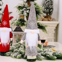 زينة Haube عيد الميلاد ، قبعة الثلج ، غطاء نبيذ الغابة ، دمية بلا وجه ، زجاجة نبيذ ، غطاء نبيذ شمبانيا main image 4