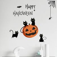 Van Gogh Wall Stickers Halloween Theme Series Black Cat Pumpkin Spider Halloween Festival Decorative Wall Sticker Fx64149 main image 1