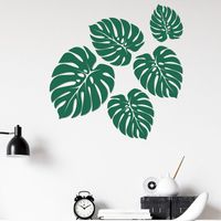 Hand-painted Tropical Back Of Turtle Leaf Wall Stickers Foreign Trade Custom Home Living Room Bedroom Study Self-adhesive Stickers Fx-d64 main image 2