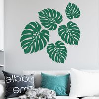 Hand-painted Tropical Back Of Turtle Leaf Wall Stickers Foreign Trade Custom Home Living Room Bedroom Study Self-adhesive Stickers Fx-d64 main image 5