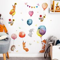 Cartoon Hand-painted Fox Balloon Wall Stickers Kindergarten Children's Room Study Room Decoration Stickers Removable main image 1