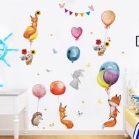 Cartoon Hand-painted Fox Balloon Wall Stickers Kindergarten Children's Room Study Room Decoration Stickers Removable main image 3