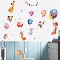 Cartoon Hand-painted Fox Balloon Wall Stickers Kindergarten Children's Room Study Room Decoration Stickers Removable main image 4