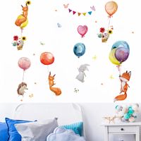 Cartoon Hand-painted Fox Balloon Wall Stickers Kindergarten Children's Room Study Room Decoration Stickers Removable main image 5
