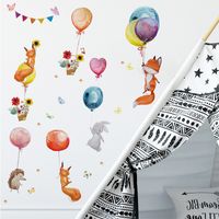 Cartoon Hand-painted Fox Balloon Wall Stickers Kindergarten Children's Room Study Room Decoration Stickers Removable main image 6