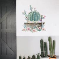 Hand Painted Watercolor Potted Cactus Children's Room Wall Stickers Background Layout Removable main image 5