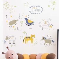 New Inkjet Watercolor Animal Paradise Removable Children's Room Wall Layout Stickers main image 4