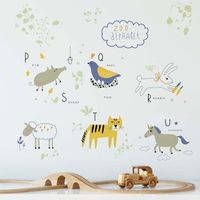 New Inkjet Watercolor Animal Paradise Removable Children's Room Wall Layout Stickers main image 5