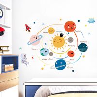 Cartoon Hand-painted Solar System Kindergarten Children's Room Study Decoration Wall Stickers Removable main image 1