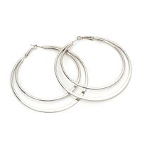 1 Pair Streetwear Double Ring Solid Color Plating Stainless Steel Hoop Earrings sku image 1